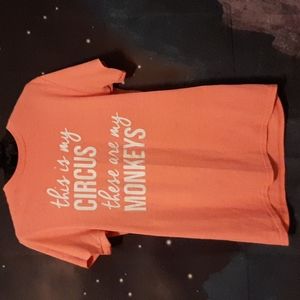 "This is my circus,these are my monkeys" tee ahirt coral pink small short sleeve